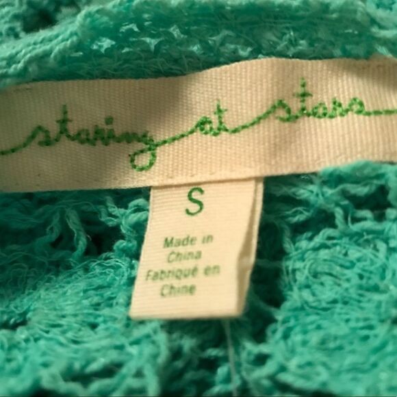 New Staring at Stars Green Crochet Top Sz S - Picture 5 of 7
